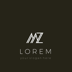 Creative, simple, minimalist letter logo with initials MZ