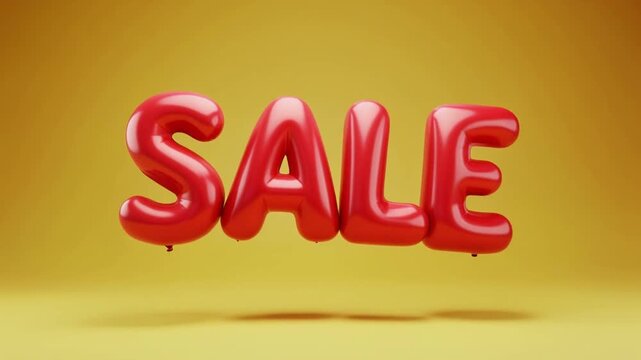 Red sale text with festive ribbonss on Yellow Background for Retail Promotions