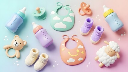 Adorable 3D Baby Essentials Collection for Newborns