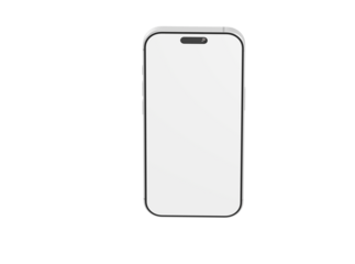 Minimalist smartphone mockup with a blank white screen, ideal for app presentations or UI designs.
