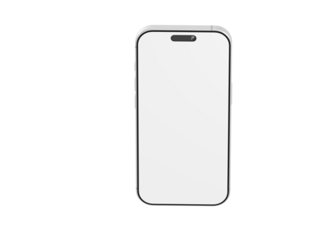 Minimalist smartphone mockup with a blank white screen, ideal for app presentations or UI designs.