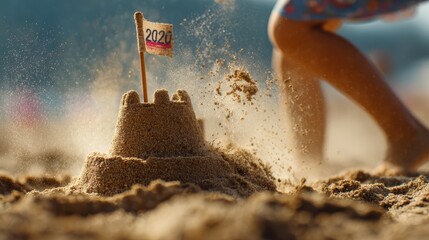 A person is building a sand castle