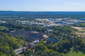Ausblick von oben ins Tal der Pegnitz bei Röthenbach im Nürnberger Land in Mittelfranken
