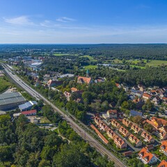 Ausblick von oben ins Tal der Pegnitz bei Röthenbach im Nürnberger Land in Mittelfranken