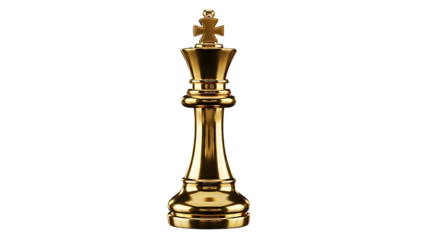 Golden chess king piece on black background