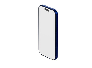 Clean, isolated smartphone mockup featuring a blue frame with a blank white screen, perfect for app designs and