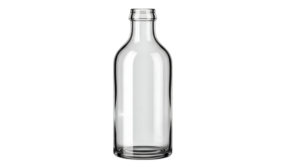 Clear glass wine bottle isolated on black background