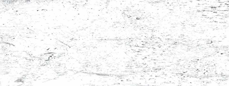 High resolution abstract grunge texture features bold black ink splatters and distressed marks fading into a clean white background, vector illustration.