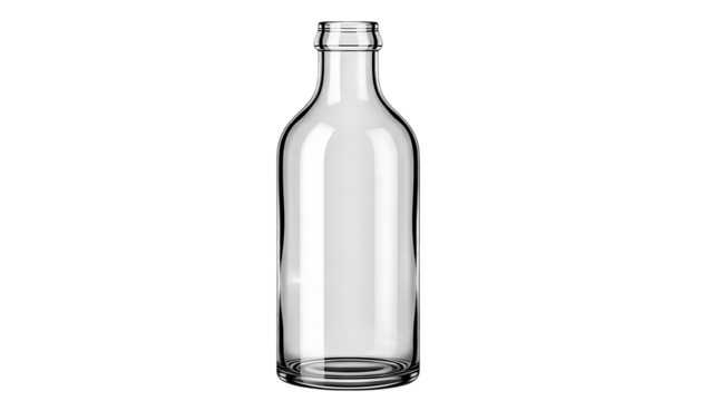 Clear glass wine bottle isolated on black background