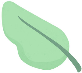 Isolated single green leaf illustration. Cute floral doodle for floral arrangement, journaling, planner, greeting card, printable art, and decorative projects.