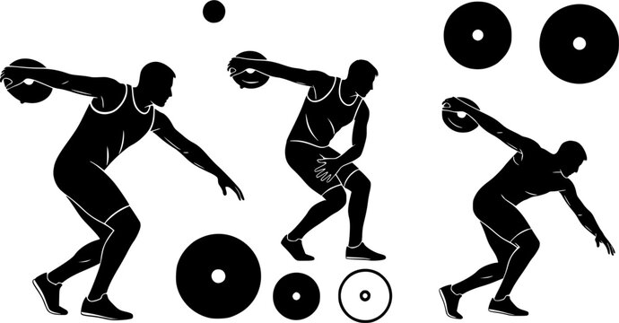 Discus thrower silhouette, Discus silhouettes, Discus thrower player silhouette, Discus thrower, Discus, Discus thrower player, Discus thrower