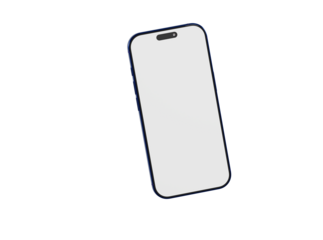 A close-up of a modern smartphone with a blank screen on a white background, perfect for technology concepts an