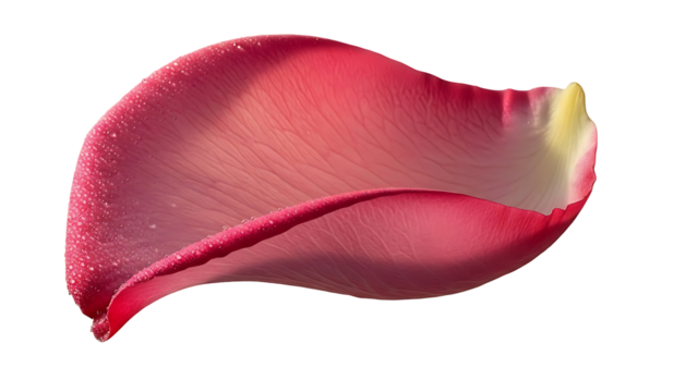 Single red rose petal with water droplets