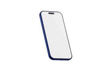 Stylish blue smartphone with blank screen for app presentation and user interface mockups. Perfect for tech and