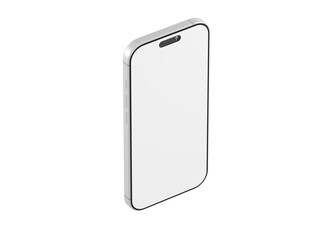 Isometric smartphone mockup on white, perfect for showcasing app design, website templates, or tech illustratio