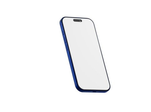 Stylish blue smartphone isolated on white background. Perfect for app design, website, or mobile technology con