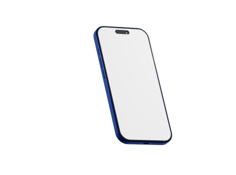 Stylish blue smartphone with blank screen for app presentation and user interface mockups. Perfect for tech and