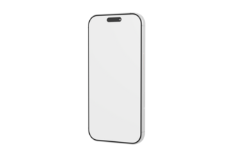 Clean, crisp white smartphone mockup on a pure white background. Perfect for app design or user interface prese