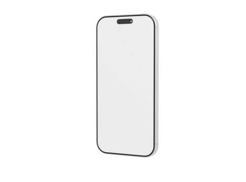 Clean, crisp white smartphone mockup on a pure white background. Perfect for app design or user interface prese