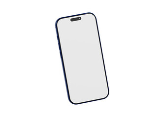 Clean and sleek mockup of a blue smartphone with a blank screen, perfect for showcasing apps or designs. Ideal