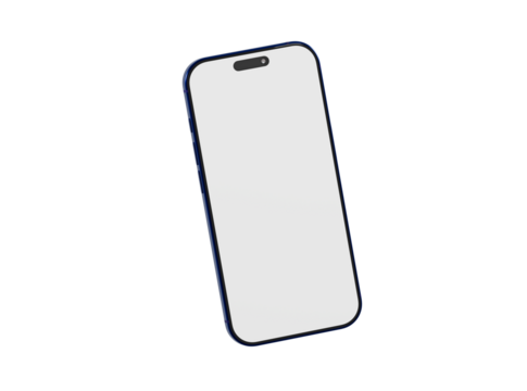 Clean and sleek mockup of a blue smartphone with a blank screen, perfect for showcasing apps or designs. Ideal