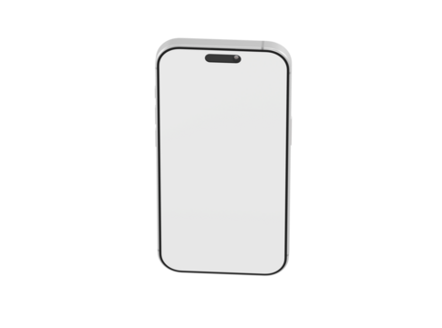Clean, simple design of a smartphone with a white screen, perfect for mockups and UI concepts. Ideal for tech,