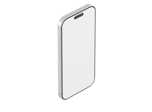 Isometric view of a modern smartphone with blank screen, ideal for design templates, presentations, and technol