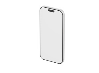 Minimalist phone with blank display for mockup presentation or app showcase. Clean design for technology, commu