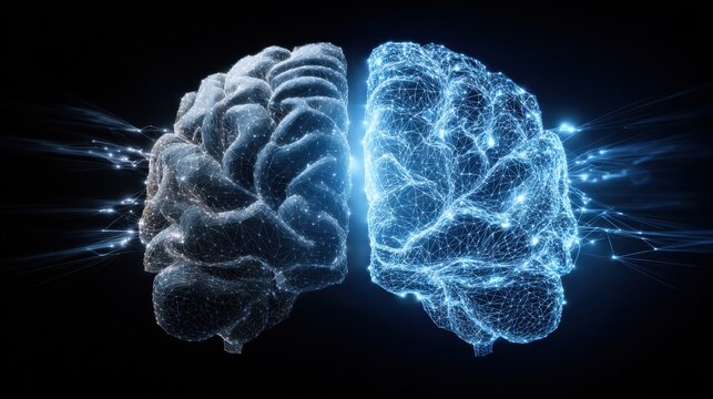 Brain and Technology: A cutting-edge representation of the human brain, showcasing intricate neural networks and cognitive processes.