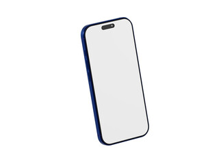 Stylish blue smartphone mockup with a blank white screen, perfect for showcasing app designs or website layouts