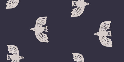 Hand-Drawn Flying Birds Seamless Pattern