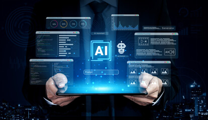 AI assistant dashboard for code, media, and image generation with performance analytics and chatbot modules Parse