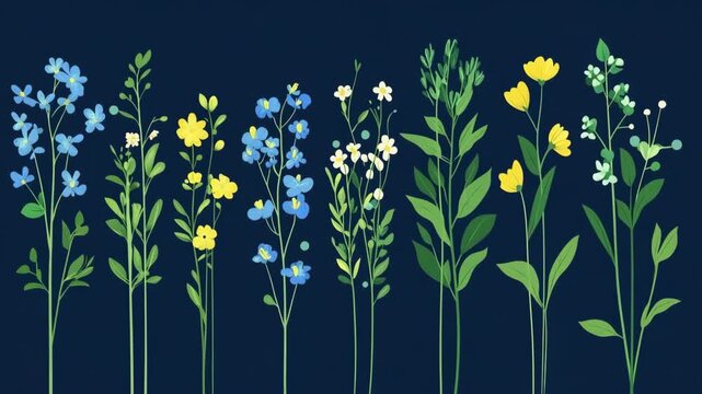 selective focus bouquet-building floral parts stems small blooms dots separators