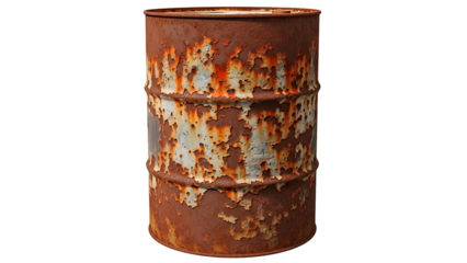 Rusty metal barrel with dripping paint texture