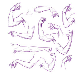 Dynamic Brushstroke Arms Assemblage An Energetic Exploration of Anatomy and Expression Through...