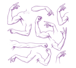 Dynamic Brushstroke Arms Assemblage An Energetic Exploration of Anatomy and Expression Through Abstracted Muscular Forms in Purple Hues