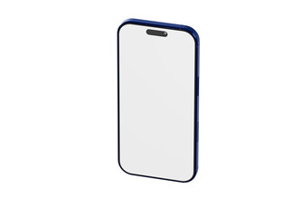 Stylish mockup of a blue smartphone with a clean white screen, perfect for showcasing apps or designs. Isolated