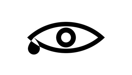 crying eye symbol, black isolated silhouette