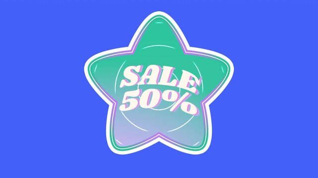 Sale sticker 50% animation on a transparent alpha channel.