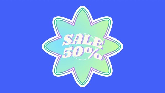 Sale sticker 50% animation on a transparent alpha channel.