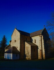 Fototapeta premium Bélapátfalva Cistercian Abbey Hungary’s Only Fully Preserved Romanesque Monastery Church. Situated near the Bél-kő Mountain in Hungary.
