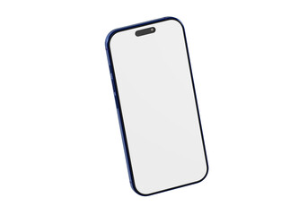A stylish blue smartphone featuring a blank display, perfect for showcasing apps, websites, or design elements