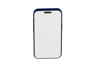 Stylish mockup of a smartphone, showcasing a blue case with a blank white screen, perfect for design and tech c