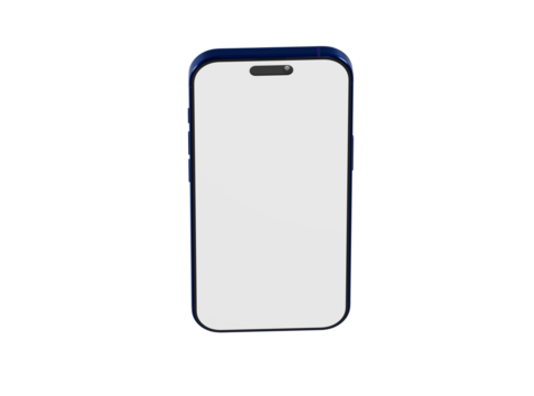 Stylish mockup of a smartphone, showcasing a blue case with a blank white screen, perfect for design and tech c
