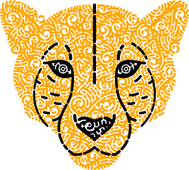 Cheetah Face Made with Abstract Pattern Lines