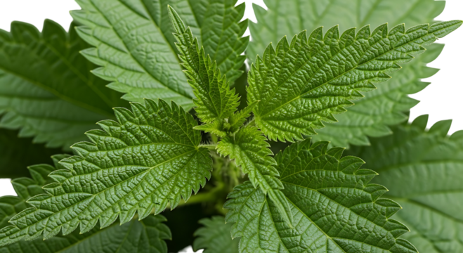 Close up of vibrant green stinging nettle leaves