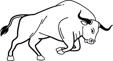 Fototapeta premium Abstract charging bull silhouette isolated on transparent background