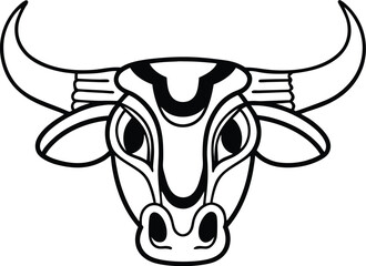 Minimalist abstract bull head silhouette isolated on transparent background
