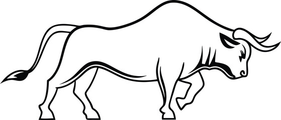 Abstract flowing bull silhouette isolated on transparent background