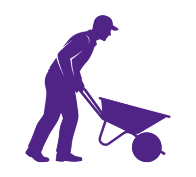 Silhouette of Laborer Pushing Wheelbarrow Labor Concept Construction Project Hard Work Dedication and Effort Requires Persistence and Perseverance